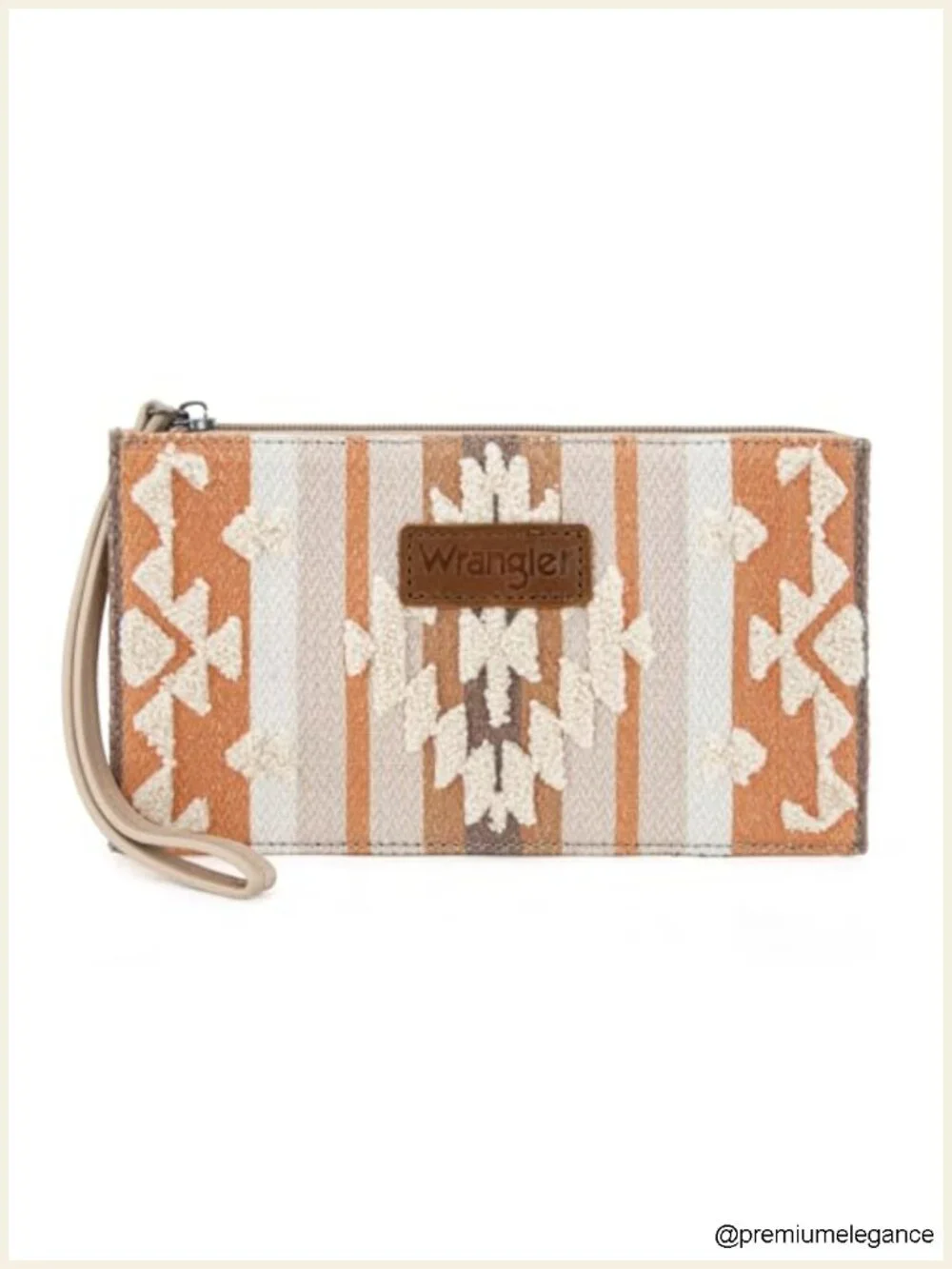 Western Wristlet Clutch Purse with Towel Embroidery Zipper Wrist Strap